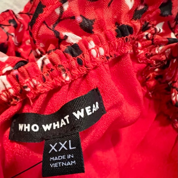 Who What Wear red/blk/wht high low ruffle sleeveless dress. NWT, never worn. - Picture 8 of 9